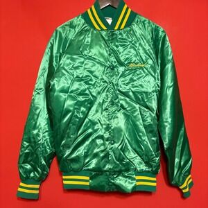 Vintage Westark Mens Medium Green Satin Baseball Jacket Michael‎ USA Made